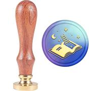 MAYJOYDIY Livre Escaliers Cire Sceau Timbre 25mm Cahier Cire Cacheter Timbre Rêveur Lune Étoile Motif Amovible Rétro Laiton Tête École Bibliothèque Étude Lettre Scellage Cadeau Décoration