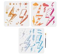 MAYJOYDIY Lot de 3 pochoirs pour dessin de nuage sombre, pluie, étoile, nature, tempête, 30 × 30 cm avec pinceau sur mur, bois, verre, tissu, papier