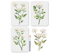MAYJOYDIY Lot de 3 pochoirs réutilisables en forme de persil sauvage - 30 x 21 cm - Anthriscus Sylvestris - Persil, fleurs, feuilles - Pochoirs de jardin sur le thème des plantes - Pochoirs pour la