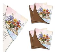 MAYJOYDIY Marque Page en Cuir à Fleurs 4 pièce Marque Page D'Angle Carré Imprimé Personnalisé Cadeau pour Femmes Hommes Étudiants Enseignants Amoureux de la Lecture