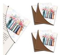 MAYJOYDIY Marque Page en Cuir Coloré avec Feuilles et Fleurs de Rose Marque Page D'Angle Carré Personnalisé Cadeau pour Femmes Hommes Étudiants Enseignants Amoureux de la Lecture.