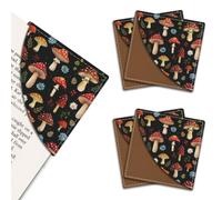 MAYJOYDIY Marque Page en Cuir Motif Champignon et Fleur Marque Page D'Angle Carré Personnalisé Imprimé Cadeau pour Femmes Hommes Étudiants Enseignants Amoureux de la Lecture