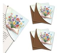 MAYJOYDIY Marque Page en Cuir Motif Fleurs 4 pièce Motif Papillon Buissons Marque Page D'Angle Carré Personnalisé Cadeau pour Femmes Hommes Étudiants Enseignants Amoureux de la Lecture