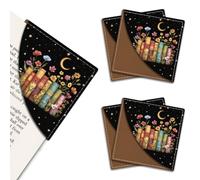 MAYJOYDIY Marque Page en Cuir Motif Fleurs Marque Page D'Angle Carré Personnalisé Motif Clair de Lune Étoiles et Nuit Cadeau Idéal pour Femmes Hommes Étudiants Enseignants Amoureux de la Lecture