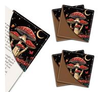 MAYJOYDIY Marque Page en Cuir Noir Motif Champignon Marque Page Carré Personnalisé Imprimé Idéal pour les Femmes les Hommes les Étudiants les Enseignants et les Amateurs de Lecture