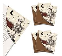 MAYJOYDIY Marque Page Squelette et Livre en Cuir Motif Champignon Lune Étoile Coin de Livre Carré Personnalisé Imprimé Cadeau pour Femmes Hommes Étudiants Enseignants Amoureux de la Lecture