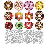 MAYJOYDIY Matrice de Découpe Donuts Bonbons Pochoir de Découpe en Métal Desserts au Chocolat Cutting Dies pour Scrapbooking Papier Artisanal Carte D'Anniversaire Cadeaux Décor