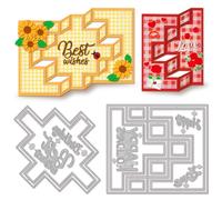 MAYJOYDIY Matrices de découpe 3D pliantes en métal « Best Wishes Happy Love » pour la fabrication de cartes de vœux, les loisirs créatifs, les vacances, le gaufrage du papier, la décoration, les