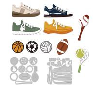 MAYJOYDIY Matrices de Découpe Baskets Sports Ball Basketball Matrices de Découpe en Métal Football Volleyball Tennis Baseball Pochoirs en Acier au Carbone pour Album de Scrapbooking Carte en Papier