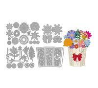 MAYJOYDIY Matrices de Découpe en Métal 3D pour Pot de Fleurs Branches de Fleurs Feuilles Nœud Gaufrage pour la Fabrication de Cartes Lys Marguerite Lotus Pochoirs pour Bricolage Scrapbooking Décor
