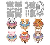 MAYJOYDIY Matrices de Découpe en Métal Donut Renard Panda Chien Pochoirs Cochon Chat Ours Donut avec Paillettes Cœur Étoile Empreinte de Patte pour Carterie Scrapbooking Album Décoration