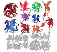 MAYJOYDIY Matrices de Découpe en Métal Dragons Maléfiques Dragon Feu Volant Pochoir Thème Fantastique Gaufrage Scrapbooking Modèle pour la Fabrication Cartes Scrapbooking les Albums Décoration