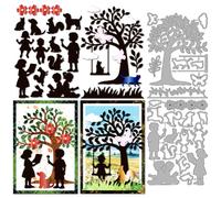 MAYJOYDIY Matrices de Découpe en Métal Enfance Amis Écureuil Chat Chien Arbre Papillon Balançoire Pochoirs de Gaufrage pour Bricolage Scrapbooking Fabrication de Cartes Album Cadeau Décoration
