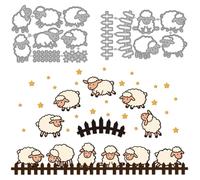 MAYJOYDIY Matrices de Découpe en Métal Mouton Petite étoile Pochoirs de Découpe de Moutons de Animé Clôture de Ferme Matrices de Gaufrage pour Création de Cartes Scrapbooking Album Décor