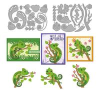 MAYJOYDIY Matrices de Découpe en Métal pour Branches de Caméléon Matrices de Découpe Animaux Reptiles Fleurs Gaufrage Pochoir Découpe pour Scrapbooking Papier Artisanal Carte D'Anniversaire de Cadeau