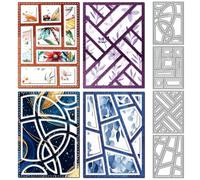 MAYJOYDIY Matrices de Découpe en Métal pour Cadre Géométrique Mosaïque Matrices de Découpe Arrière Plan de Ligne Gaufrage Papier Pochoirs pour Scrapbooking Fête Album Photo DIY Artisanat en Papier
