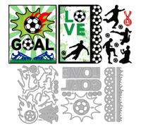 MAYJOYDIY Matrices de Découpe en Métal pour Joueur de Football Médaille LOVE GOAL Pochoir Baskets de Sport Gaufrage Scrapbooking Modèle pour DIY Cartes Scrapbooking Cadeau Album Décor