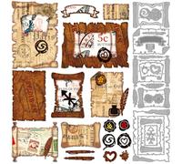MAYJOYDIY Matrices de Découpe en Métal pour Parchemin Lettres Papier Plumes Stylos à Encre Vintage Pochoirs de Gaufrage Outil de Scrapbooking pour Bricolage de Cartes Décoration