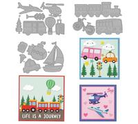 MAYJOYDIY Matrices de Découpe en Métal pour Véhicules Pochoirs le Thème des Transports Avions Trains Voitures Bateaux Modèles de Gaufrage pour Bricolage Cartes Scrapbooking Décoration D'Album
