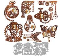 MAYJOYDIY Matrices de Découpe en Métal Steampunk Pochoirs de Structure Mécanique à Engrenages Matrices de Gaufrage pour la Création de Cartes le Scrapbooking et la Décoration D'Albums