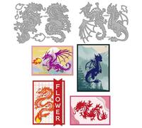 MAYJOYDIY Matrices de Découpe en Métal Sur le Thème des Dragons Pochoirs Dragons de Feu Fantastiques Matrices de Gaufrage pour Loisirs Créatifs Carterie Scrapbooking et Décoration D'Albums.