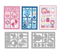 MAYJOYDIY Matrices de Découpes Métalliques Nouveau-né Biberon Shaker Dies de Découpe Gabarit de Gaufrage Poussette Modèles de Découpe pour Création de Cartes Album Scrapbooking Décor