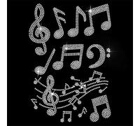 MAYJOYDIY Note de Musique Strass Fer Sur Hotfix Transfert Autocollant Blanc Musique Fer Sur Strass Cristal T Shirt Transfert de Chaleur Patch Strass Autocollant pour Veste Sacs Jeans Artisanat