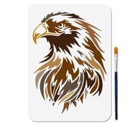 MAYJOYDIY Pochoir Aigle pour Peinture 29.7×21cm Pochoir Animal de Aigle avec Pinceau Réutilisable Modèle D'Artisanat de Aigle pour Bois Mur Fenêtre Bricolage Artisanat Décoration Maison