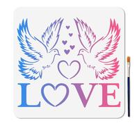 MAYJOYDIY Pochoir Colombe et Amour 30x30cm Inséparables avec Pochoir de Peinture de Cœur Modèles de Dessin de Colombe pour Album Photo de Scrapbooking DIY Carrelage Mural Sol