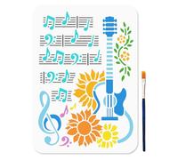 MAYJOYDIY Pochoir de Musical Pochoir Notes de Musique Feuille de Guitare 29.7×21cm Pochoir Tournesol Fleur Sauvage Modèle de Feuille de Plante Musicale pour Mur en Bois Fenêtre Bricolage Décoration