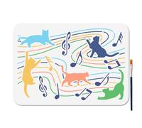 MAYJOYDIY Pochoir de Partition de Musique Modèle de Chats de Musique 29.7x21cm Pochoirs en Plastique Réutilisables avec Pinceau Modèles D'Éléments Animaux pour Mur en Bois Fenêtre Bricolage