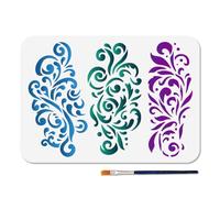 MAYJOYDIY Pochoir de Peinture Mandala Flourish Modèles de Fleurs 29.7x21cm Paon Pochoir en Plastique Flourish avec Pinceau Modèle Artistique Réutilisable A4 pour Mur en Bois Fenêtre Bricolage