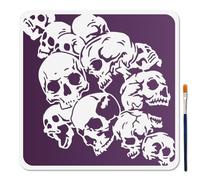 MAYJOYDIY Pochoir Fond de Crâne Pochoir pour Peinture Pile de Crâne 30×30cm avec Pinceau Modèle de Crâne D'Horreur pour Peinture Sur Bois Mur Fenêtre Bricolage Artisanat Décoration de la Maison