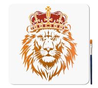 MAYJOYDIY Pochoir Lion Glorieux Prairie King Peinture Pochoirs 30 × 30cm Réutilisable Faune Couronne Dessin Modèle avec Pinceau pour Artisanat Sur Fenêtre Bois Mur Décoration Maison