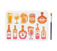 MAYJOYDIY Pochoir Oktoberfest - 29,7 x 21 cm - Motif bière et vin - Décoration de festival avec pinceau - Bouteille de vin - Peinture - Pochoirs pour bois, scrapbooking, vêtements, décoration