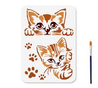 MAYJOYDIY Pochoirs pour Chat Modèle de Chat Voyeur 29.7x21cm Empreinte de Patte Pochoir en Plastique Réutilisable pour Peinture avec Pinceau Modèles de D'Animaux pour Mur en Bois Fenêtre Bricolage