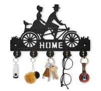 MAYJOYDIY Porte Clés de Vélo Vintage en Bois Mural pour Hommes et Femmes Crochet de Vélo 30 × 20cm HOME Porte Clés D'Art Noir avec 5 crochets en Alliage pour Entrée Chambre à Coucher Salon Décoration