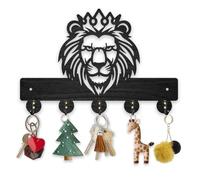 MAYJOYDIY Porte Clés en Bois Couronne de Lion Crochet Mural 30 x 20cm Thème Animal Crochet Clé Manteau Chapeau avec 5 crochets en Alliage Porte Clés Artistique pour Chambre à Coucher Cuisine Entrée