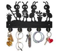 MAYJOYDIY Porte Clés Mural en Bois en Forme de Fourmi Crochets à Clés Muraux Motif Animal 30 x 20cm Porte Manteau avec 5 crochets en Alliage pour Entrée Porte D'Entrée Cuisine Bureau Décoration