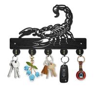 MAYJOYDIY Porte Clés Mural en Bois Motif Scorpion du Désert Crochets à Clés Muraux 30 x 20cm Noir avec 5 crochets en Alliage pour Entrée Porte D'Entrée Cuisine Bureau Décoration