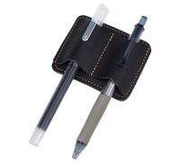 MAYJOYDIY Pot à Crayons en Cuir Noir avec Clip 7.7x6.1cm Organisateur de Crayons en Cuir Fait Main Support de Papeterie en Véritable pour Carnet de Notes Planificateur Cadeau Enseignant Écrivain