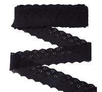 MAYJOYDIY Ruban de Dentelle à Œillets en Coton Noir de 14.56 m Dentelle Festonnée Brodée Florale de 6cm Bordure en Tissu à Œillets Froncés pour la Couture Embellissement de Vêtements Décoration