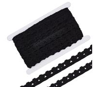 MAYJOYDIY Ruban de Dentelle au Crochet Noir de 4.6 m 19mm en Polyester Ondulé Bordure Festonnée pour Décoration D'Intérieur Bricolage Robe de Mariée Costume Artisanat et Couture