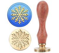 MAYJOYDIY Sceau de Cire Flocon de Neige D'Hiver 25mm Tampon de Cachetage Amovible avec Tête en Laiton et Manche en Bois Idéal pour les Invitations Mariage les Cartes les Enveloppes Décoratives
