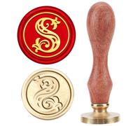MAYJOYDIY Sceau de Cire Initial S 25mm Tampon de Scellage Amovible Vintage avec Tête en Laiton et Manche en Bois Idéal pour les Invitations Mariage les Cartes les Enveloppes Décoratives