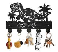 MAYJOYDIY Support mural dinosaure pour clés, 30 x 20 cm, 5 crochets en alliage, porte-clés en bois avec motif palmier pour cadeau, entrée, porte d'entrée, couloir, cuisine, bureau