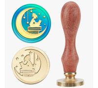 MAYJOYDIY Tampon de Cire à Cacheter Moon Book Lady 25mm Tampons de Cire à Cacheter Moon Star Woman Têtes Amovibles en Laiton Manche en Bois pour Emballage Cadeau Enveloppes Cartes Lettres Paquets