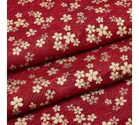 MAYJOYDIY Tissu en coton imprimé fleurs de cerisier doré 1 m 150 cm Sakura japonais style bronze pour couture, bricolage, robes, demi-jupes, chemises, travaux manuels