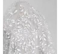 MAYJOYDIY Tissu en dentelle vintage avec branches et feuilles - 1,82 m x 1,64 m - Blanc - Broderie française - Pour loisirs créatifs, fête de mariage, couture, robes, rideaux, décoration d'intérieur