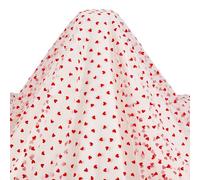 MAYJOYDIY Tissu en Maille de Dentelle Blanc de Cœur Floqué Rouge 1.8m×162cm Tulle Léger Joli Tissu en Velours avec Bordure en Dentelle de Cœur pour Bricolage Tutu Mariage de Saint Valentin D'Artisanat